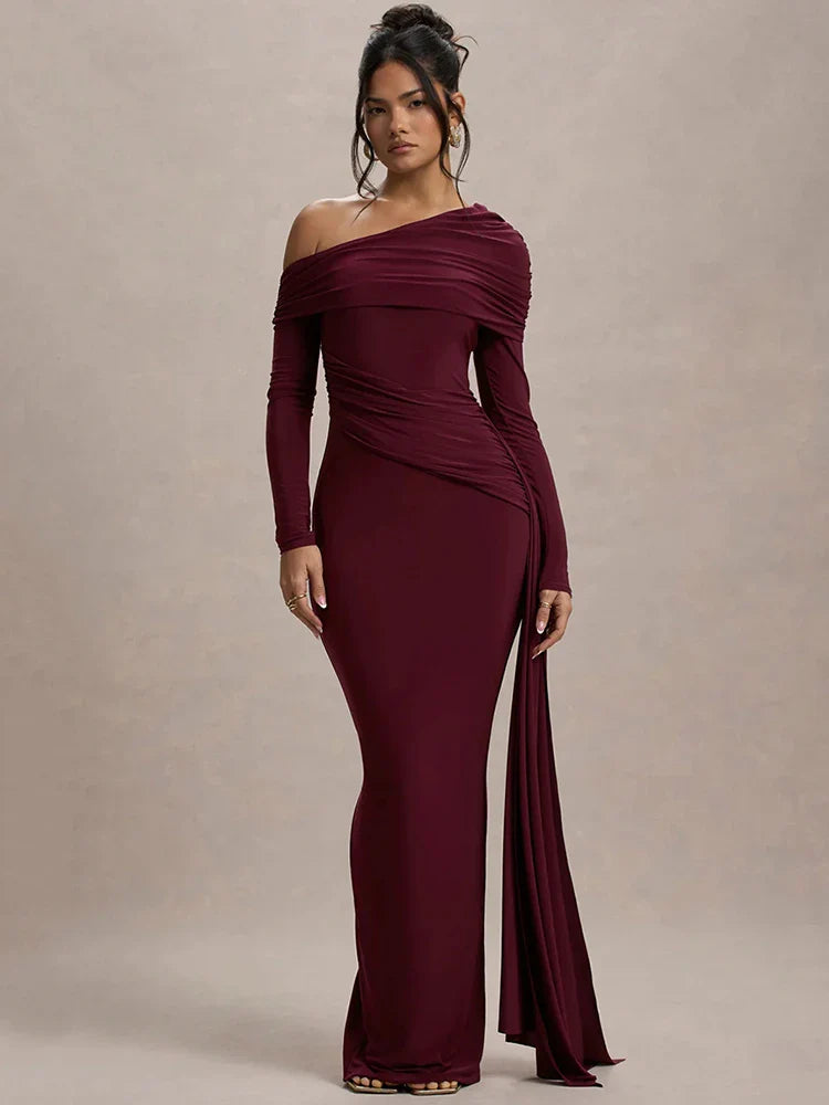 One-Shoulder Evening Gown | Elegant & Chic | High-Slit Formal Dress