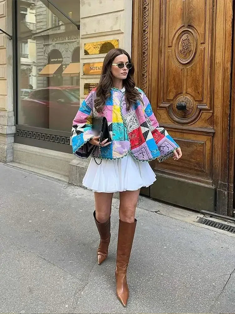 Patchwork Quilted Jacket | Boho-Chic | Colorful Statement Layer