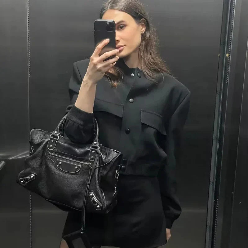 Minimalist Cropped Bomber Jacket | Tailored Edge | Effortless Chic