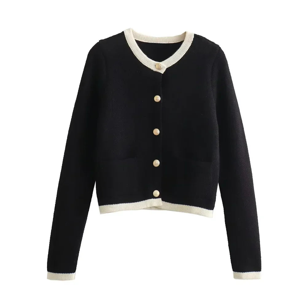 Chic Tweed Cardigan | Parisian Elegance | Gold Button Detail