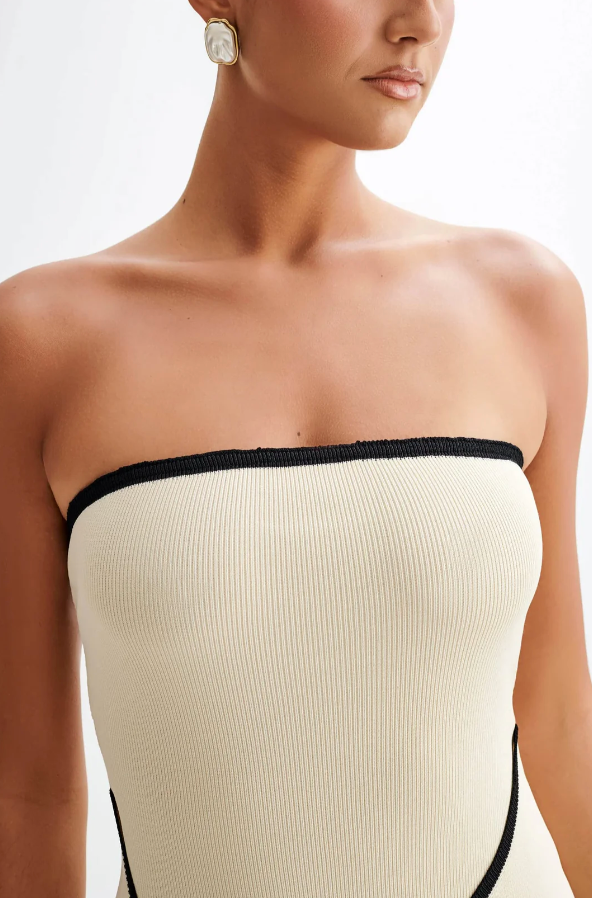 Strapless Mini Dress | Chic & Modern | Contrast-Trim Cocktail Wear