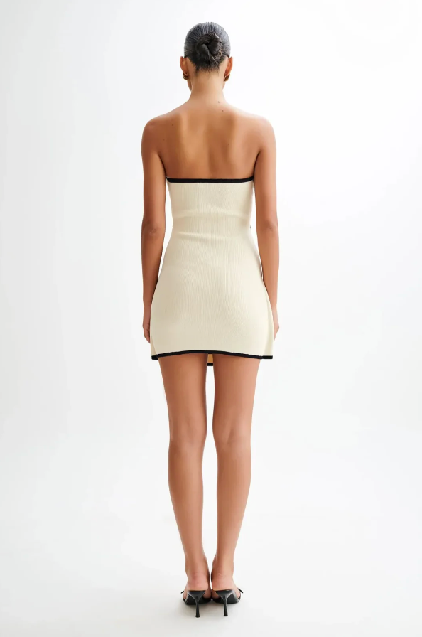 Strapless Mini Dress | Chic & Modern | Contrast-Trim Cocktail Wear