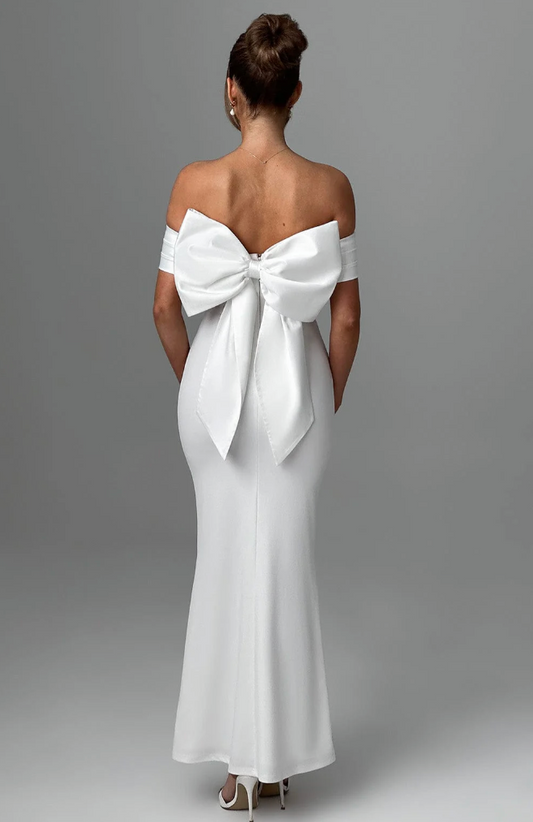 Off-Shoulder Maxi Dress | Elegant | Bow Detail