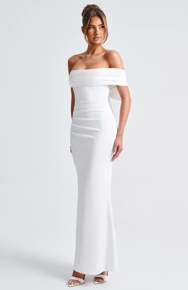 Off-Shoulder Maxi Dress | Elegant | Bow Detail