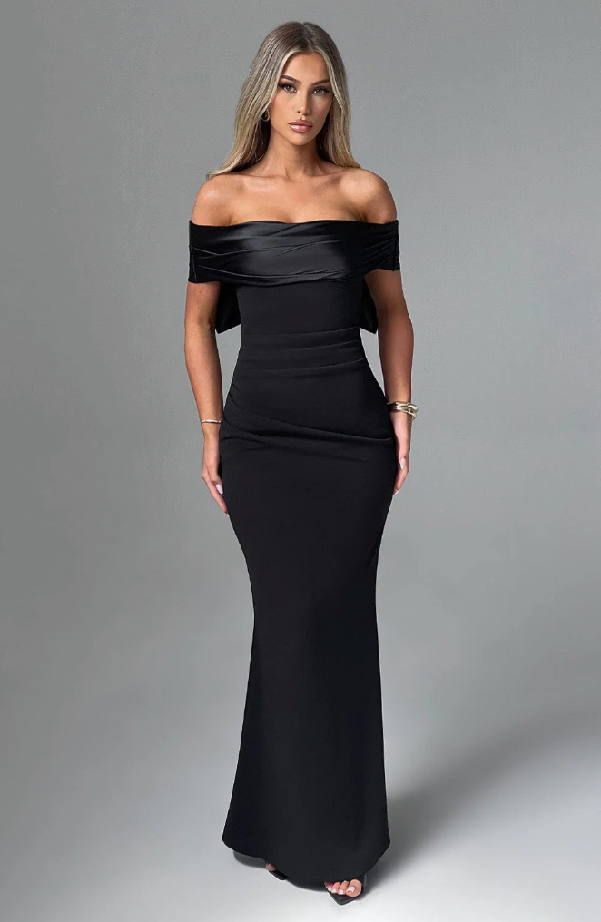 Off-Shoulder Maxi Dress | Elegant | Bow Detail