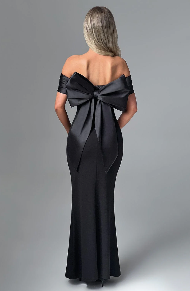 Off-Shoulder Maxi Dress | Elegant | Bow Detail