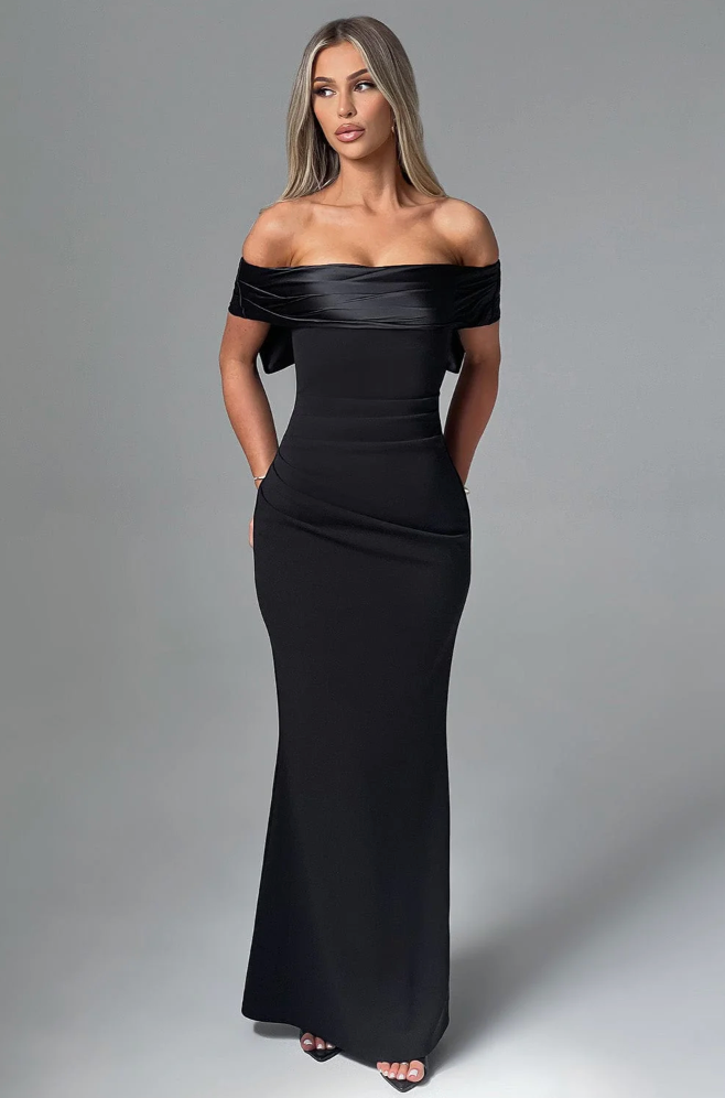 Off-Shoulder Maxi Dress | Elegant | Bow Detail