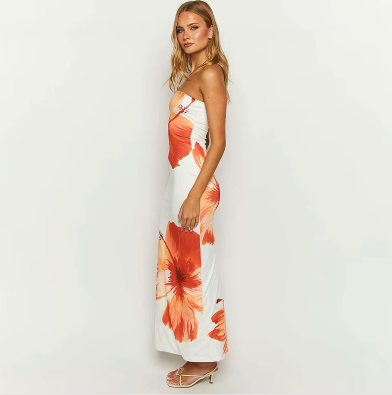 Floral Strapless Midi Dress | Summer Chic | Elegant & Feminine