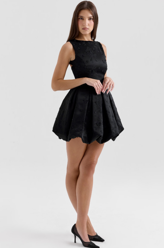 Black Bubble Mini Dress | Chic & Playful | Elegant Statement