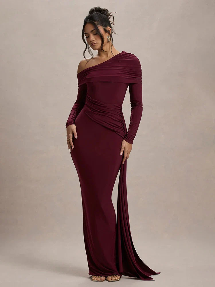One-Shoulder Evening Gown | Elegant & Chic | High-Slit Formal Dress