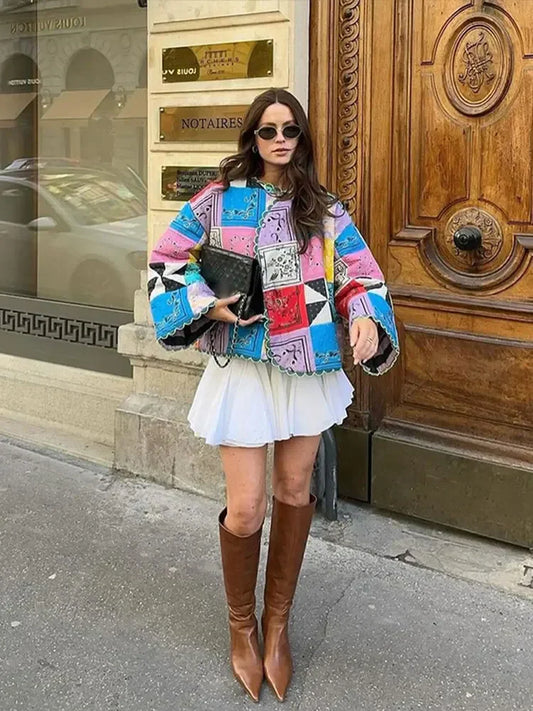 Patchwork Quilted Jacket | Boho-Chic | Colorful Statement Layer