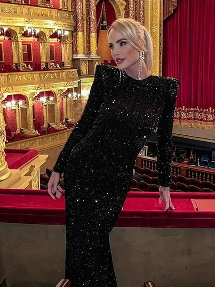 Sequin Gown | Backless Design | Glamorous Elegance
