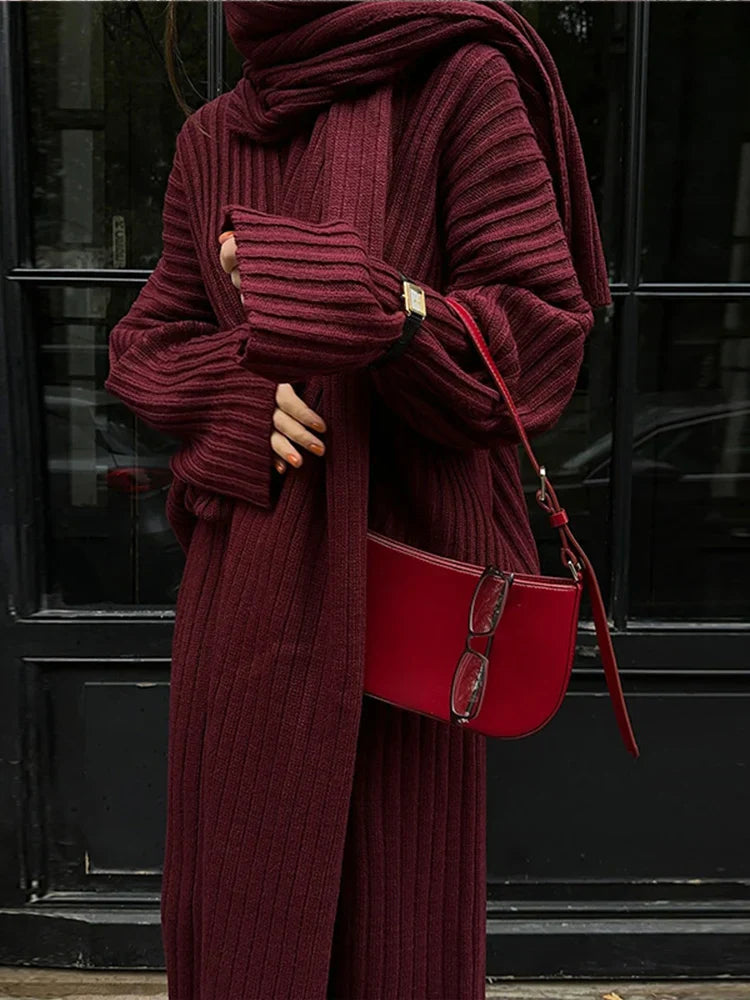 Ribbed Knit Co-ord Set | Turtleneck & Wide-Leg Pants | Chic & Cozy