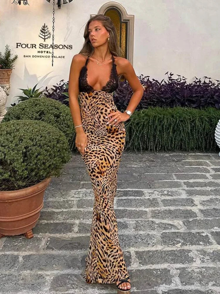 Leopard Print Maxi Dress | Bold & Sultry | Plunging Neckline