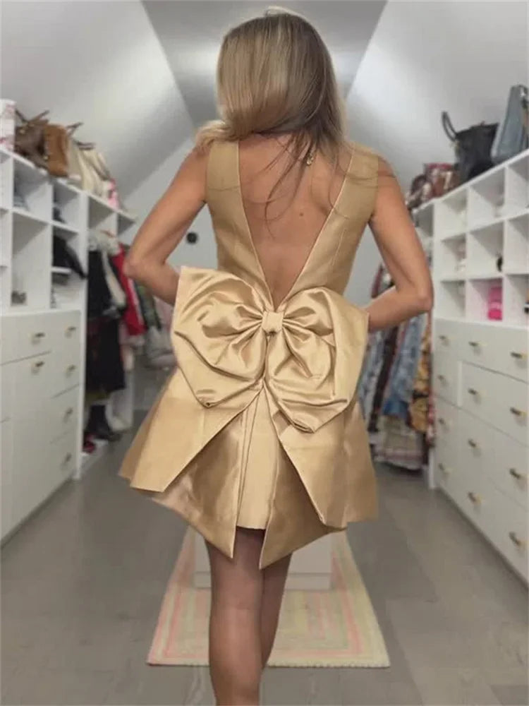 Satin Bow Mini Dress | Elegant & Chic | Perfect for Special Occasions