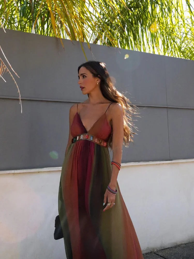 Flowy Multi-Tone Maxi Dress | Elegant & Lightweight | Perfect for Summer
