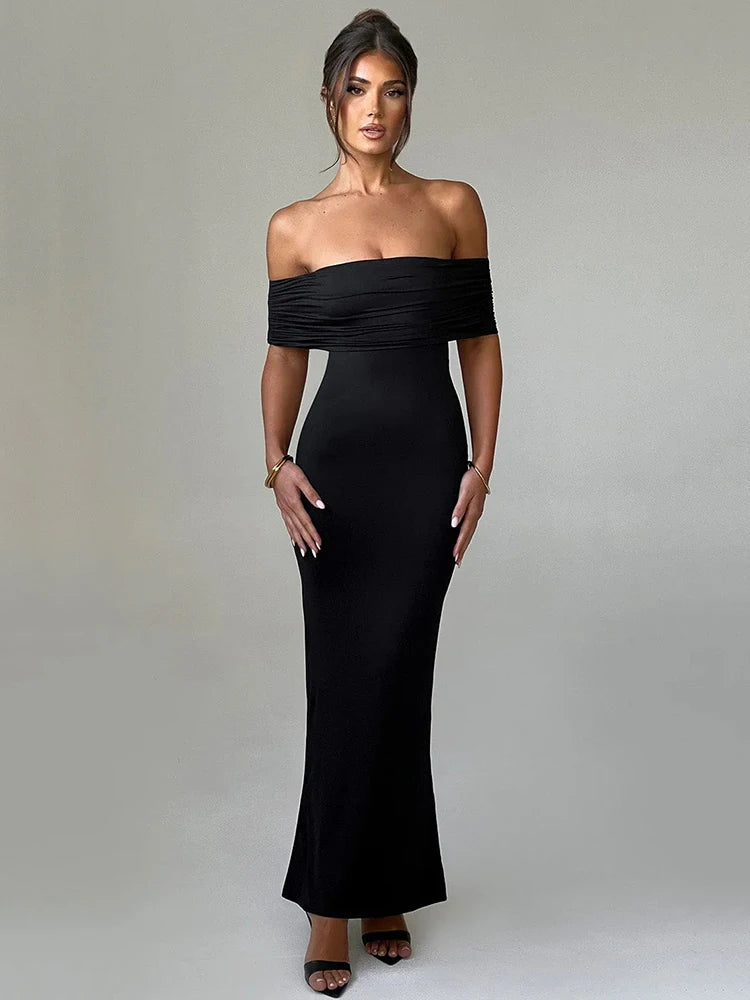 Off-Shoulder Open-Back Maxi Dress | Elegant & Sophisticated | Formal Evening Wear