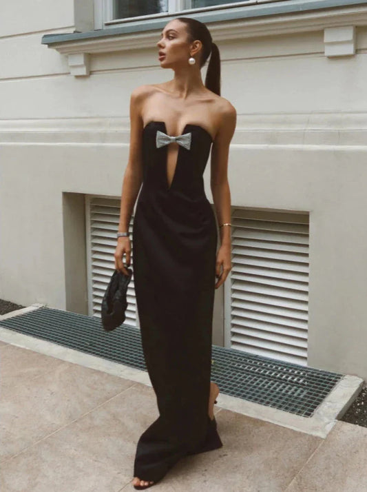Strapless Bow Detail Maxi Dress | Elegant & Timeless | Red Carpet Ready