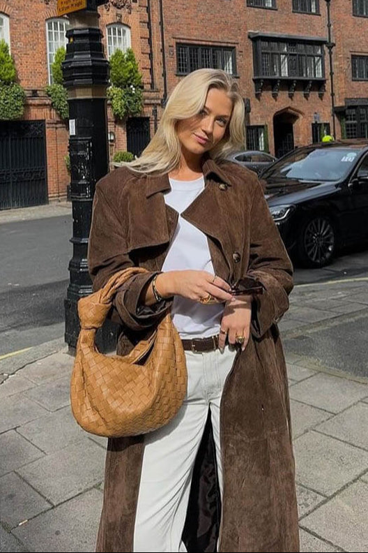 Faux Suede Trench Coat | Vintage Vibes | Luxe & Layered