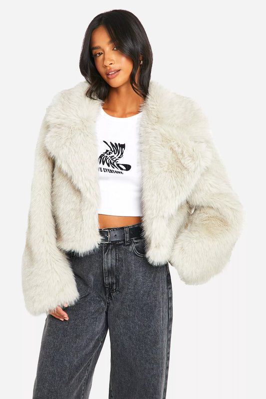Women's Cropped Faux Fur Jacket | Soft & Stylish | Luxe Look