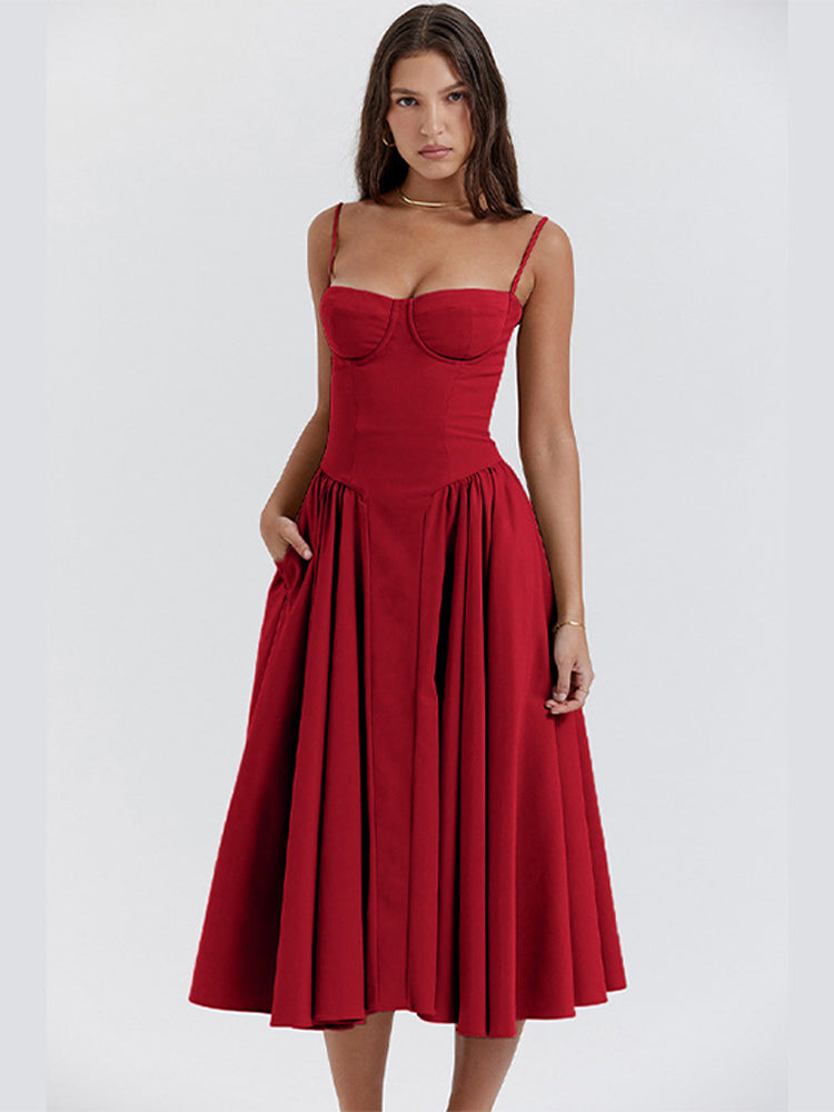 Strapless Midi Dress | Elegant | A-Line Silhouette