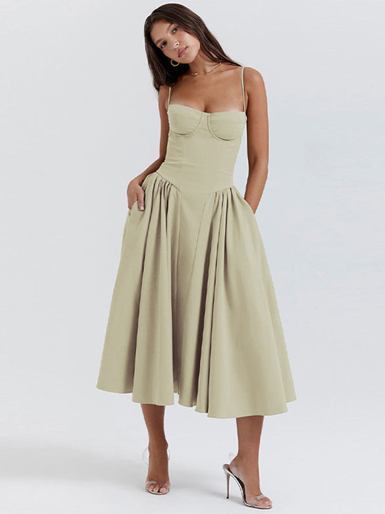 Strapless Midi Dress | Elegant | A-Line Silhouette