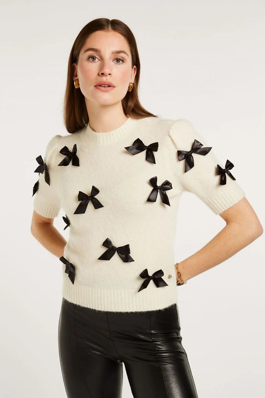 Bow-Embellished Knit Sweater | Feminine & Playful | Effortless Chic