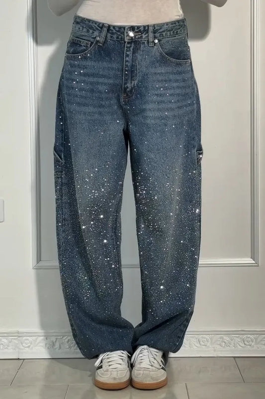 Wide-Leg Paint Splatter Jeans | High-Waisted & Relaxed | Edgy & Trendy