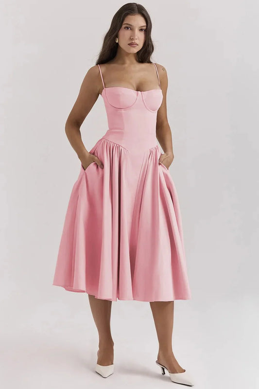 Strapless Midi Dress | Elegant | A-Line Silhouette